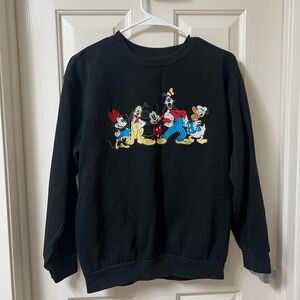 Women's Black Crewneck Sweater with Iconic Character Design
